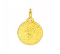Monde Petit Médaille Fille Femme Or Jaune 18 Carats Ronde Bouche de la Vérité 16 mm Mate et Brillant - Certificat de Garantie - 01676