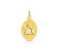 Monde Petit Medaille religieuse or jaune 9K personnalisee ovale finition mate et brillante 15 x 10 mm - Certificat de Garantie - 1284