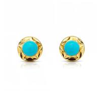 Monde Petit T1766P - Pendientes de bebe/niña oro 18 kts. orla estrella turquesa 4 mm - Coffret cadeau - Certificat de garantie - Mondepetit