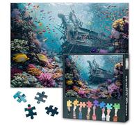 Monde sous-marin 1000 pièces Puzzle pour adultes Épave de bateau immergé Puzzles défis Convient aux nuits de jeu pour la décoration de la chambre à coucher du couloir Taille : 70 x 50 cm