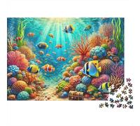 Monde sous Marin Puzzle 1000 Pièces Papier Récif de Corail Jeu de Puzzle 1000 Pièces Relaxation Famille 52x38cm/1000pcs