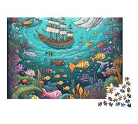 Monde sous-Marin Puzzles 1000 Pieces Cadeau Unique Ship Challenge Toy À De Qualité Supérieure Peinture Art pour Adultes Enfants 1000pcs (75x50cm)