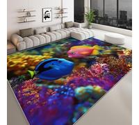 Monde Sous-Marin Tapis de Salon Animaux Marins Poissons Récif Corallien 60 x 90 cm Tapis AntidéRapant D'IntéRieur, Multicolore Doux Poil Court Lavable Moquette - pour Salon Chambre et Salle à Manger