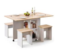 Mondeer 120cm Ensemble Table à Manger Pliable avec 4 Chaises,Petit Espace