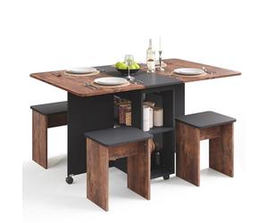 Mondeer 120cm Ensemble Table à Manger Pliable avec 4 Chaises,Petit Espace