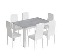 Mondeer 138cm Ensemble Table à Manger avec 6 Chaises,Cuir Synthétique