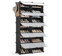 Mondeer Meuble Chaussures, Étagère à Chaussures 10 Compartiments pour 40 Paires de Chaussure, Étagère de Rangement Portable Modulable avec Crochet, pour Entrée Salon Chambre (Noir)