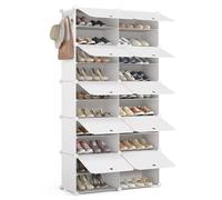 Mondeer Meuble Chaussures, Étagère à Chaussures 10 Compartiments pour 40 Paires de Chaussure, Étagère de Rangement Portable Modulable avec Crochet, pour Entrée Salon Chambre (Blanc)