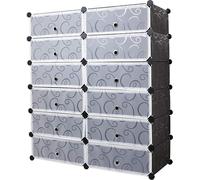 Mondeer Armoire à chaussures DIY en plastique Rangement pour chaussures Armoire Système d'étagères 95 * 37 * 107cm Noir Rangement pour chaussures Boîte à chaussures