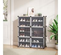 Mondeer Armoire à chaussures en plastique avec 6 compartiments et 2 rangées d'étagères à chaussures DIY Stockage multifonctionnel 83 * 31 * 93cm