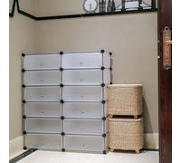 Mondeer Armoire à chaussures en plastique Étagère à chaussures 12 compartiments DIY Blanc