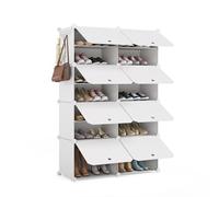 Mondeer Armoire à Chaussures, Étagère à Chaussures, Rangement de Chaussures, Empilable Jusqu’à 8 Niveaux, Peut Contenir 32 Paires de Chaussures, Convient pour l'Entrée, la Chambre, Le Salon, Blanc
