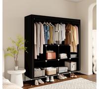 Mondeer Armoire à vêtements en tissu Armoire pliante avec 4 barres de penderie et 2 poches