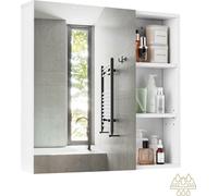 Mondeer Armoire de toilette avec étagères réglables et égouttoir dissimulé Armoire suspendue 65*15*65cm Armoire de salle de bain avec miroir