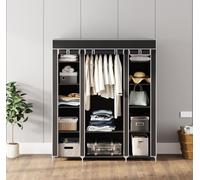 Mondeer Armoire en tissu avec tringle à vêtements 150 x 45 x 175 cm noir