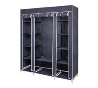 Mondeer Armoire en Tissu Penderie de Vêtement en Toile Mobilier de Chambre Rangement de Vêtements Unique Tringles à Vêtements (Gris)
