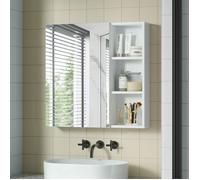 Mondeer Armoire Miroir de Salle de Bain avec crochet en acier inoxydable 65 x 15 x 65 cm - Blanc