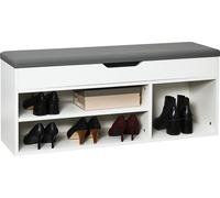 Mondeer Banc à chaussures Armoire à chaussures avec coussin d'assise 104 x 45 x 30 cm Blanc
