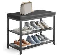 MONDEER Banc à chaussures avec coussin 2 étagères (1 réglable) 60×30×50 cm - Noir