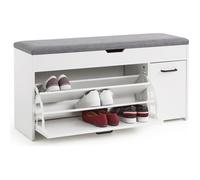 Mondeer Banc à Chaussures avec Siège, Tabouret de Rangement avec Tiroir à Abattant, pour Couloir Entrée, 100 x 30 x 52 cm - Blanc