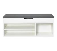 Mondeer Banc à chaussures en aggloméré E1- meuble à chaussures de Rangement avec coussin de siège - Blanc