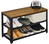 Mondeer Banc à chaussures Étagère à chaussures en fer et bois avec 2 étagères 73 x 45 x 30 cm