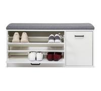 Mondeer Banc à Chaussures-Meuble de Rangement pour Chaussures, Coussin Rembourré, en Bois, Pou Entrée, Couloir, Blanc