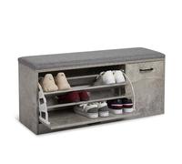 Mondeer Banc de Rangement avec Coussin, Meuble à Chaussures d'Entrée en Bois pour Entrée Couloir, 100 x 30 x 46 cm (Gris)