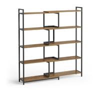 Mondeer Bibliothèque à 5 niveaux Étagère d'angle réglable Étagère sur pied Étagère échelle Vintage Marron