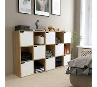 Mondeer Bibliothèque Bibliothèque de rangement 9 compartiments avec 5 portes style moderne Convient pour le bureau Bureau Séjour Marron