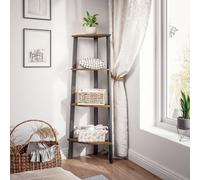 Mondeer Bibliothèque Étagère sur pied Étagère échelle Étagère d'angle à 4 niveaux 45x 125 x 34 cm Noir-marron