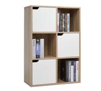 Mondeer Bibliothèque Rangement polyvalent Six compartiments avec 3 portes Étagère sur pied Marron