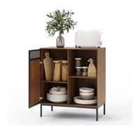 Mondeer Buffet, Meuble de Rangement avec Portes en Métal, Style Industriel-Marron Rustique et Noir