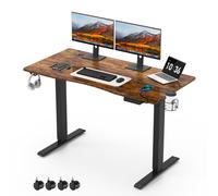 Mondeer Bureau Assis Debout Électrique, 120x60 cm Bureau Réglable en Hauteur avec Panneau Contrôle à Fonctions Mémoires, Plateau Marron Rustique et Cadre Noir