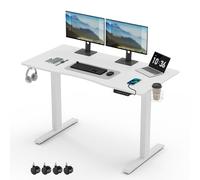 Mondeer Bureau Assis Debout, Bureau Électrique Réglable en Hauteur 120 x 60 cm, avec Panneau Contrôle à Fonctions Mémoires pour Etudier Travailler Chambre, Blanc