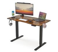 Mondeer Bureau Assis Debout, Bureau Électrique Réglable en Hauteur 120 x 60 cm, avec Panneau Contrôle à Fonctions Mémoires pour Etudier Travailler Chambre, Marron Rustique et Noir