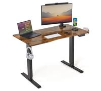 Mondeer Bureau Assis Debout Électrique de 120 x 60 cm, Vintage Marron
