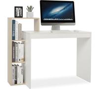 Mondeer Bureau Bureau d'angle Bureau informatique avec rangement blanc+naturel Table de travail