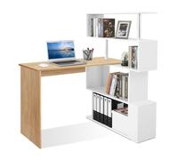 Mondeer Bureau Bureau d'angle Table d'ordinateur pivotante en L Table de travail blanche+marron
