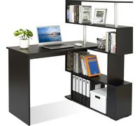 Mondeer Bureau Bureau d'angle Table d'ordinateur pivotante en L Table de travail noire