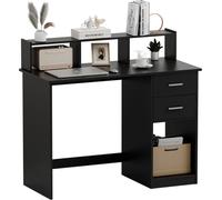 Mondeer Bureau Bureau informatique avec meuble de rangement et 2 tiroirs Noir