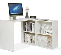 Mondeer Bureau d'angle Bureau d'ordinateur en L avec étagères 4 tablettes Bureau de travail