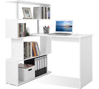 Mondeer Bureau d'angle Bureau d'ordinateur pivotant Table de travail blanche
