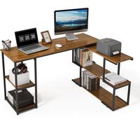 Mondeer Bureau d'angle pivotant pour ordinateur 135,5 x 110 x 75,5 cm Marron