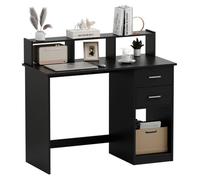Mondeer Bureau d'ordinateur,avec Étagères de Rangement et 2 Tiroirs,105L x 48P x 94H cm - Noir