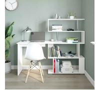 Mondeer Bureau informatique avec étagère de 4 niveaux contemporaine - multi-rangements, Blanc