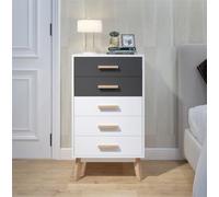 Mondeer Commode 5 tiroirs 55 x 40 x 95,7 cm Blanc et gris