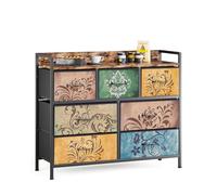 Mondeer Commode 7 tiroirs en Tissu, Motif bohème Vintage, 99x30x84 cm