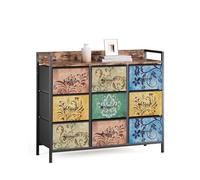 Mondeer Commode 9 tiroirs en Tissu, Motif bohème Vintage, 99x30x84 cm