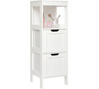 Mondeer Commode de salle de bain Armoire de rangement Armoire de salle de bain 2 tiroirs réglables 89x30x30cm Commode Salle de bain